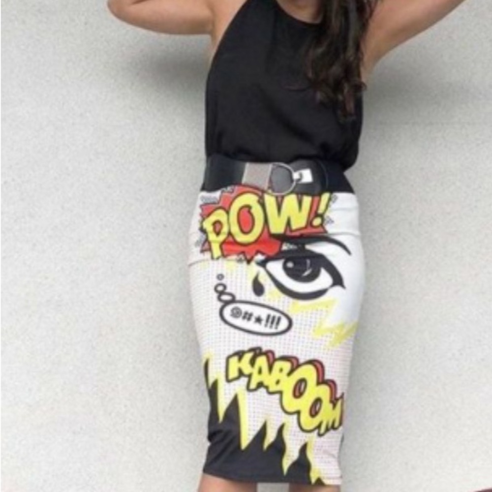 TOPSHOP KABOOM COMIC tube/pencil skirt